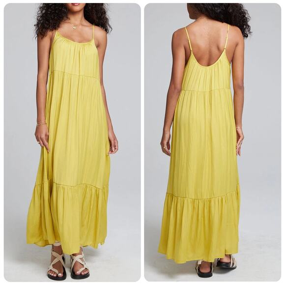 Saltwater Luxe Celine Dotted Citrus Midi Tank Dress Women's Size Medium - Picture 1 of 14